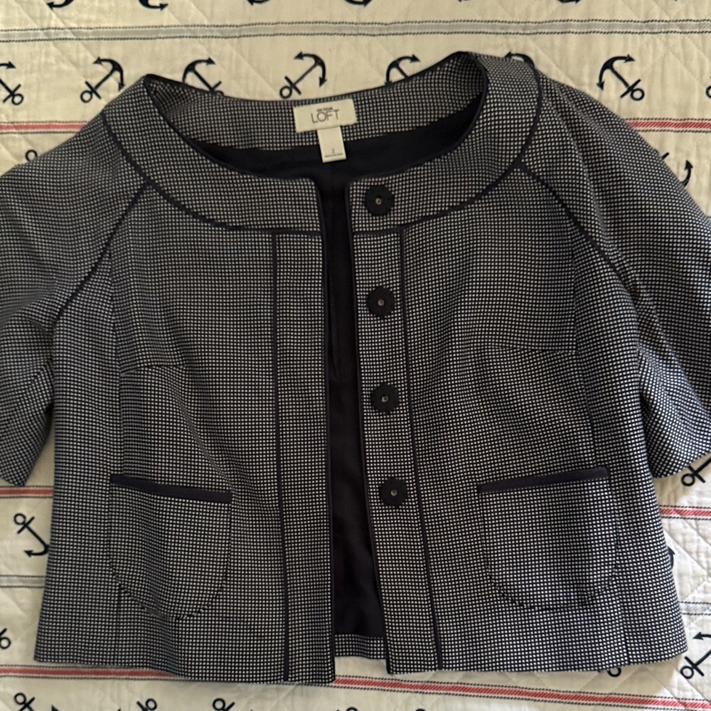 LOFT Checkered Black and White Blazer